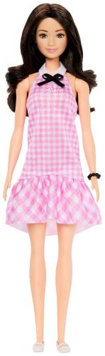 Кукла-модель Barbie Fashionistas. Барби в розовом платье с завивкой HRH210, 29 см купить,0