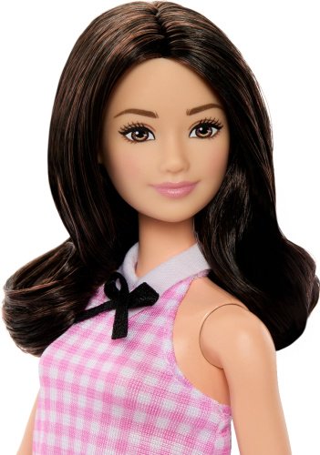 Кукла-модель Barbie Fashionistas. Барби в розовом платье с завивкой HRH210, 29 см купить,0