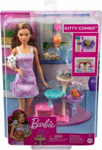 Кукла-модель Barbie Барби с котятами HHB700, 29 см