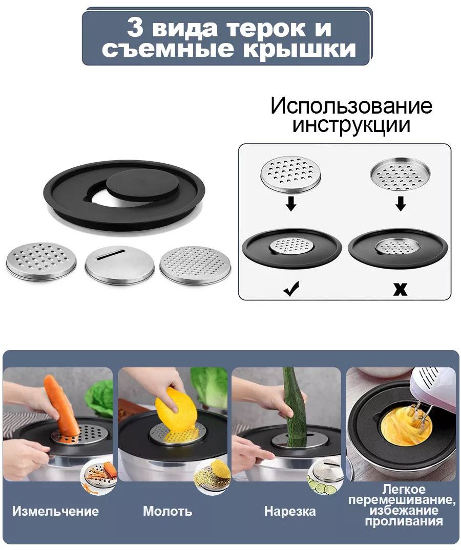 Набор мисок 3 шт, нержавеющая сталь, 20.16х16 см купить,NaN