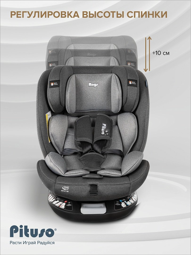 Pituso Roys+ Dark grey G406-GR-GR 0/1/2/3 (до 36 кг) серый купить,NaN