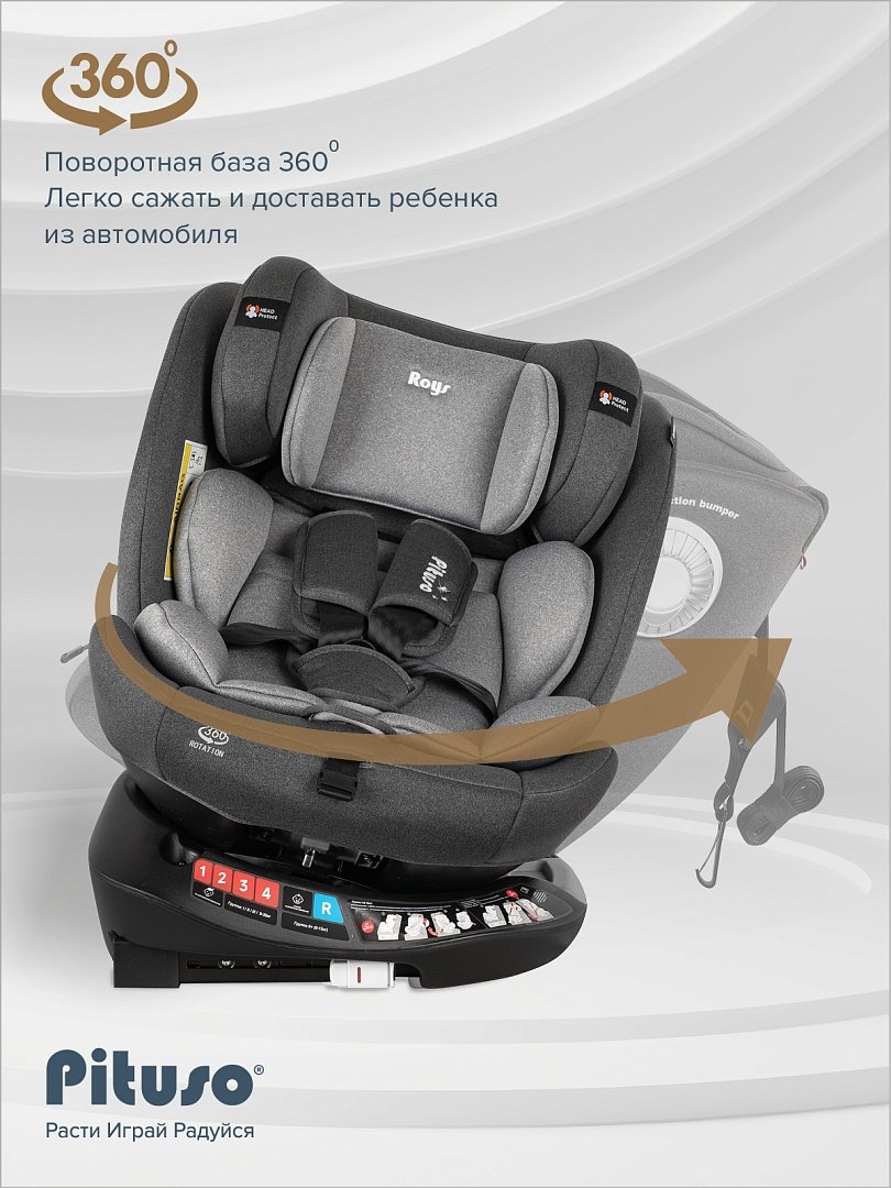 Pituso Roys+ Dark grey G406-GR-GR 0/1/2/3 (до 36 кг) серый купить,NaN