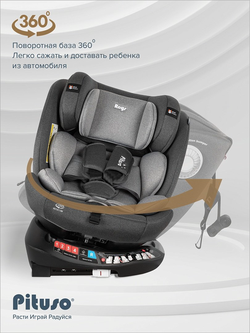 Pituso Roys+ Dark grey G406-GR-GR 0/1/2/3 (до 36 кг) серый купить,NaN