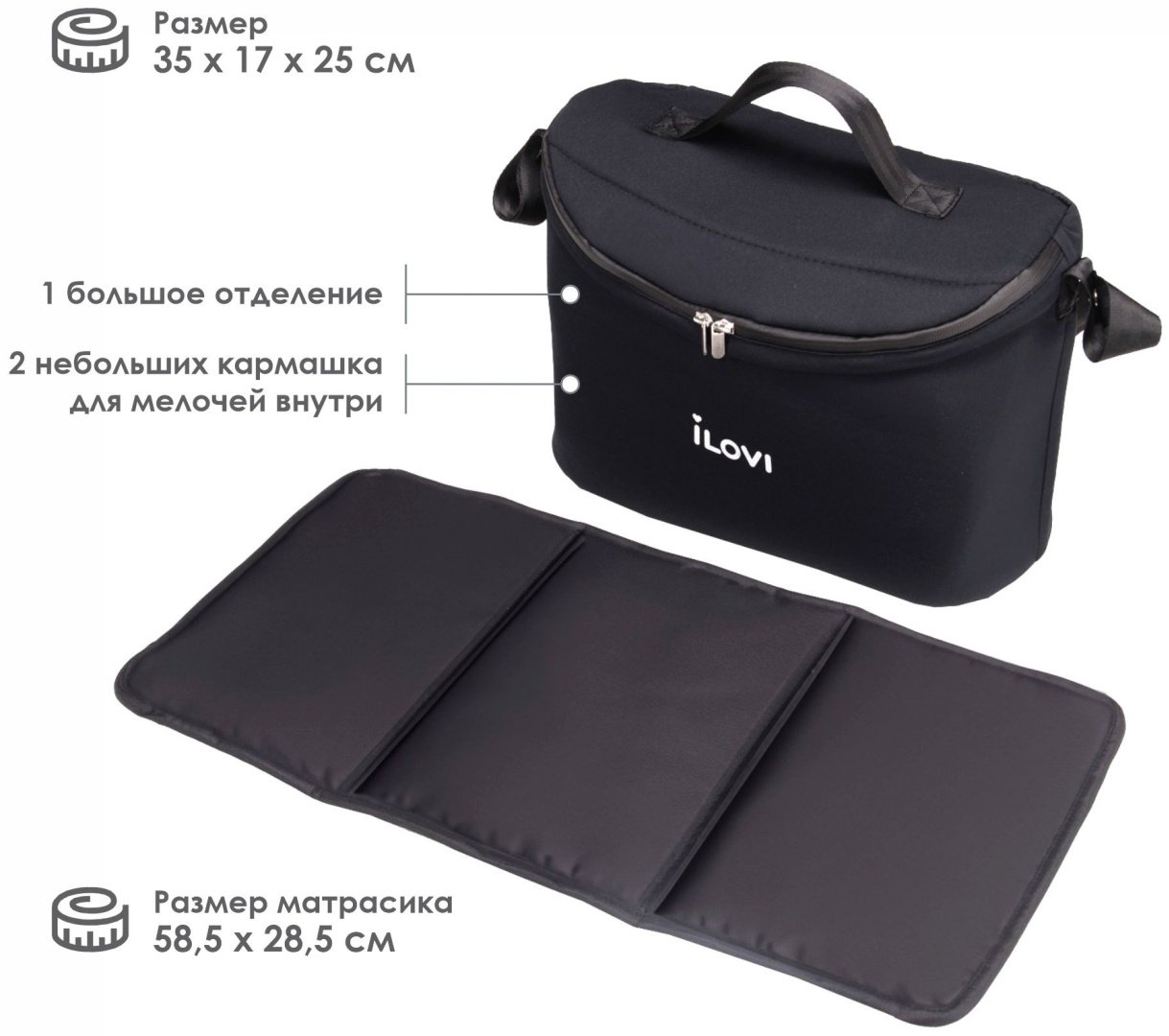Сумка для мамы iLovi Mommy Bag Black, черный