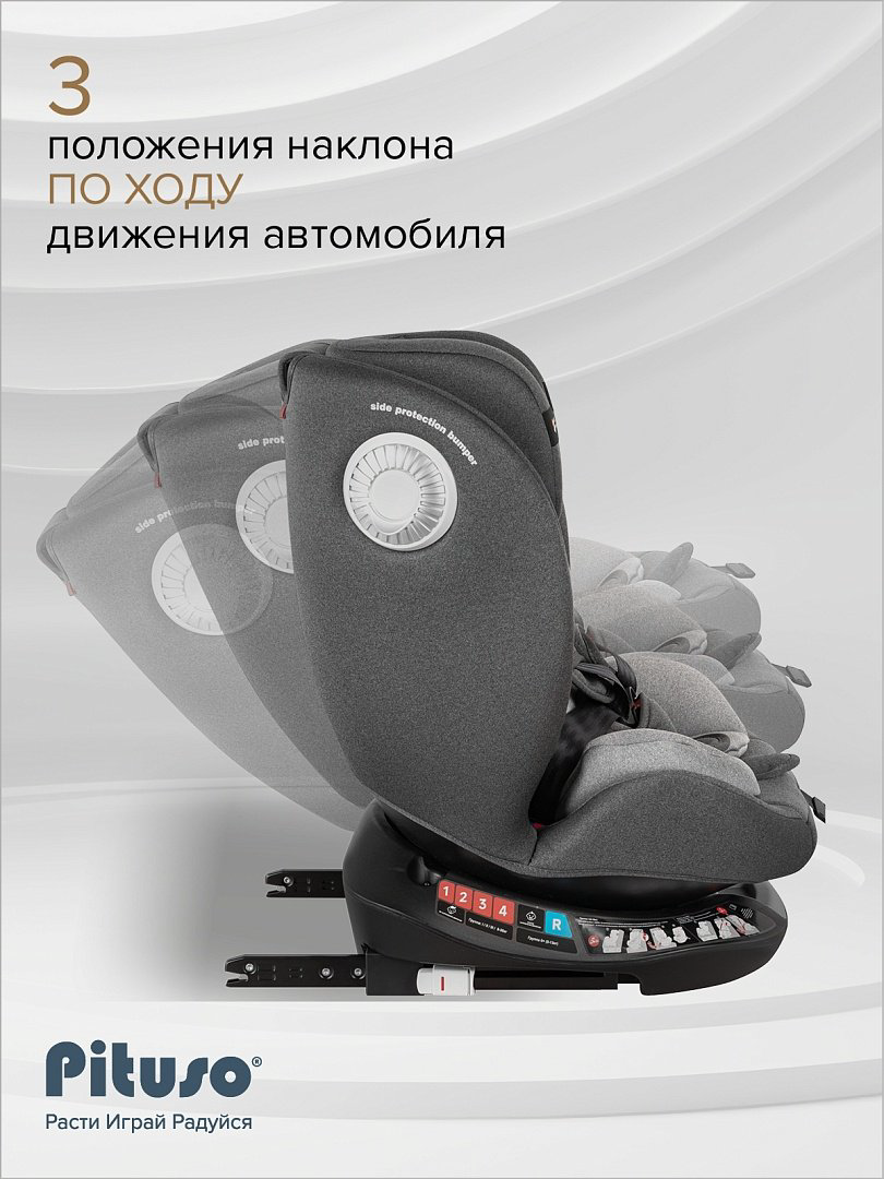 Pituso Roys+ Dark grey G406-GR-GR 0/1/2/3 (до 36 кг) серый купить,NaN