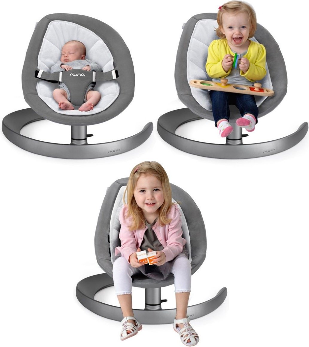 Шезлонг Nuna Leaf серебристый, черный, серый