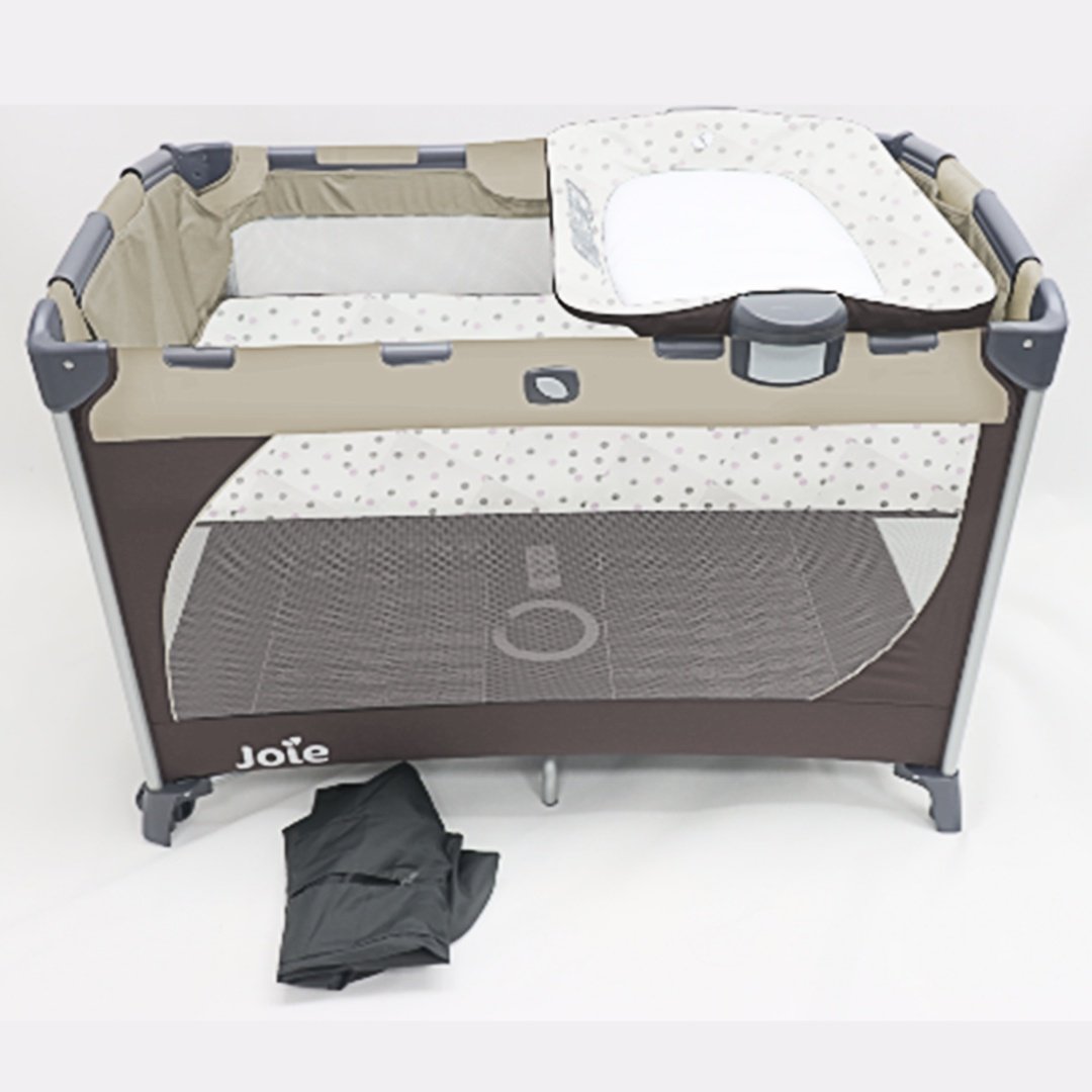 Joie манеж-кровать, без функции качания Commuter Change Beige With Dots для детей от 0 до 3-х лет