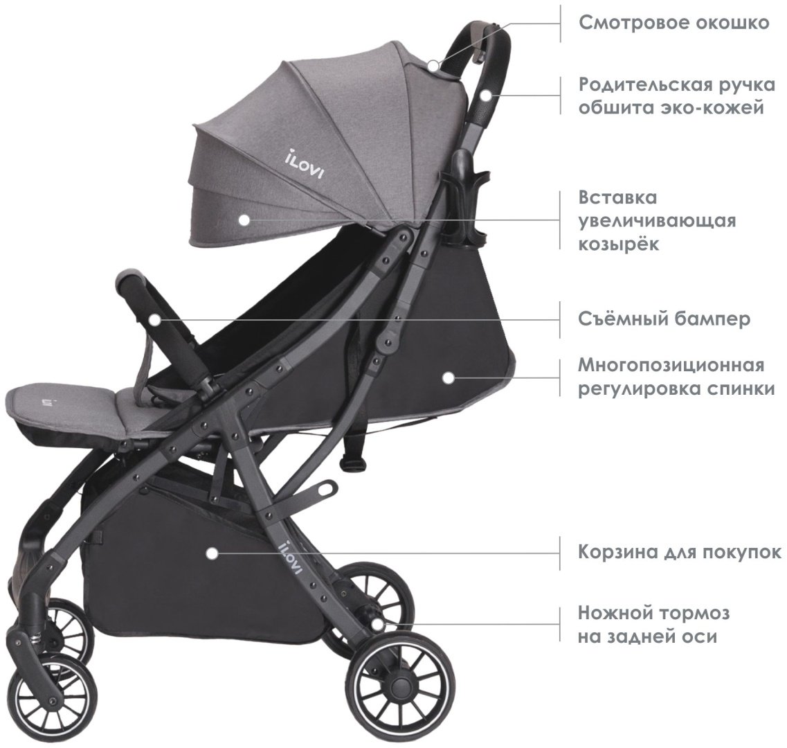 Коляска прогулочная iLovi Gift, серый