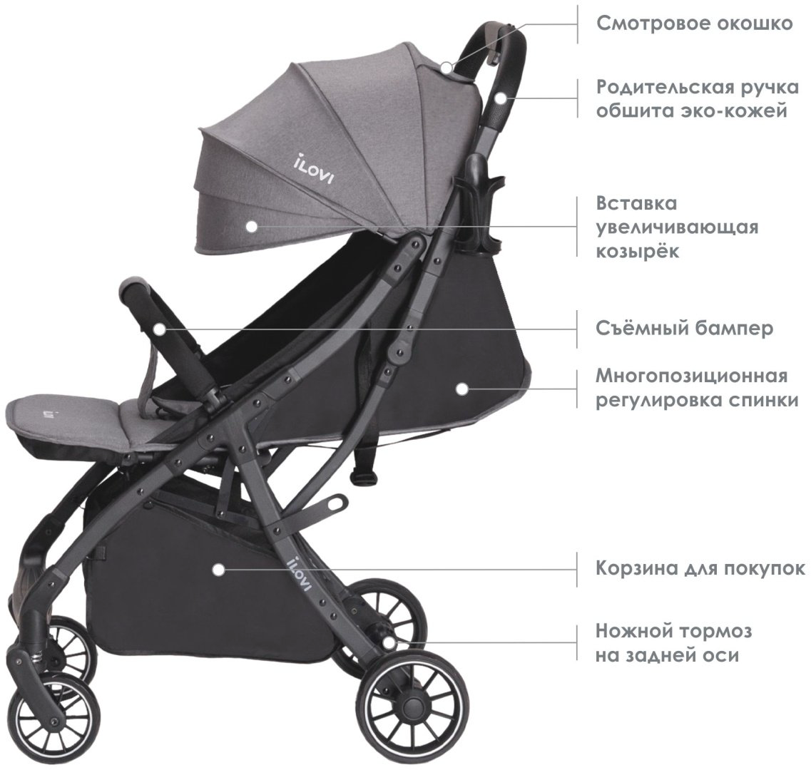 Коляска прогулочная iLovi Gift, серый купить,39900