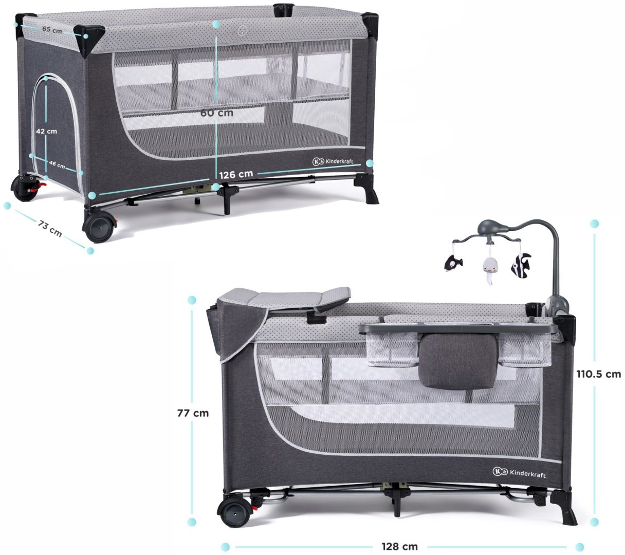 Манеж Kinderkraft JOY 3, для детей от 0 до 3-х лет без функции качания