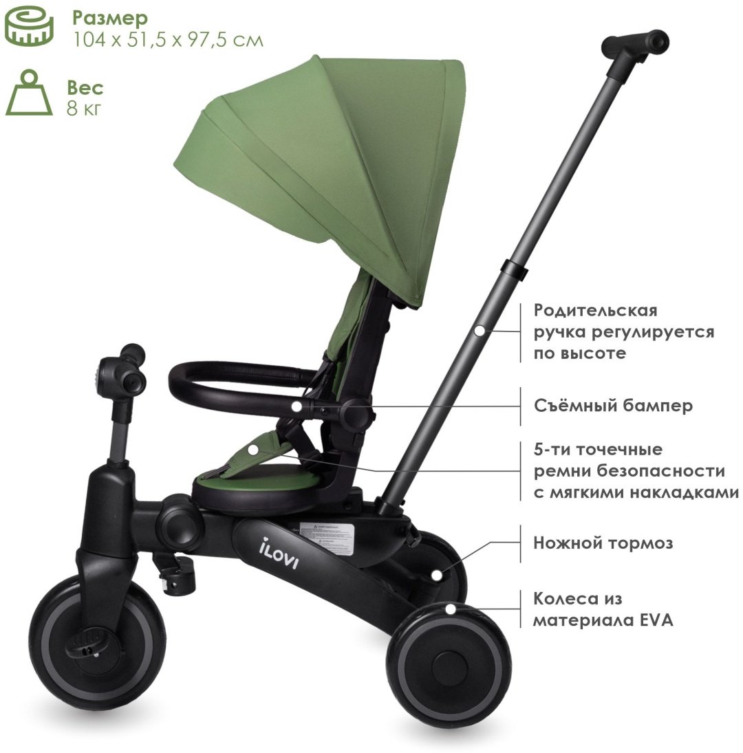 Трёхколёсный велосипед iLovi Milo черный