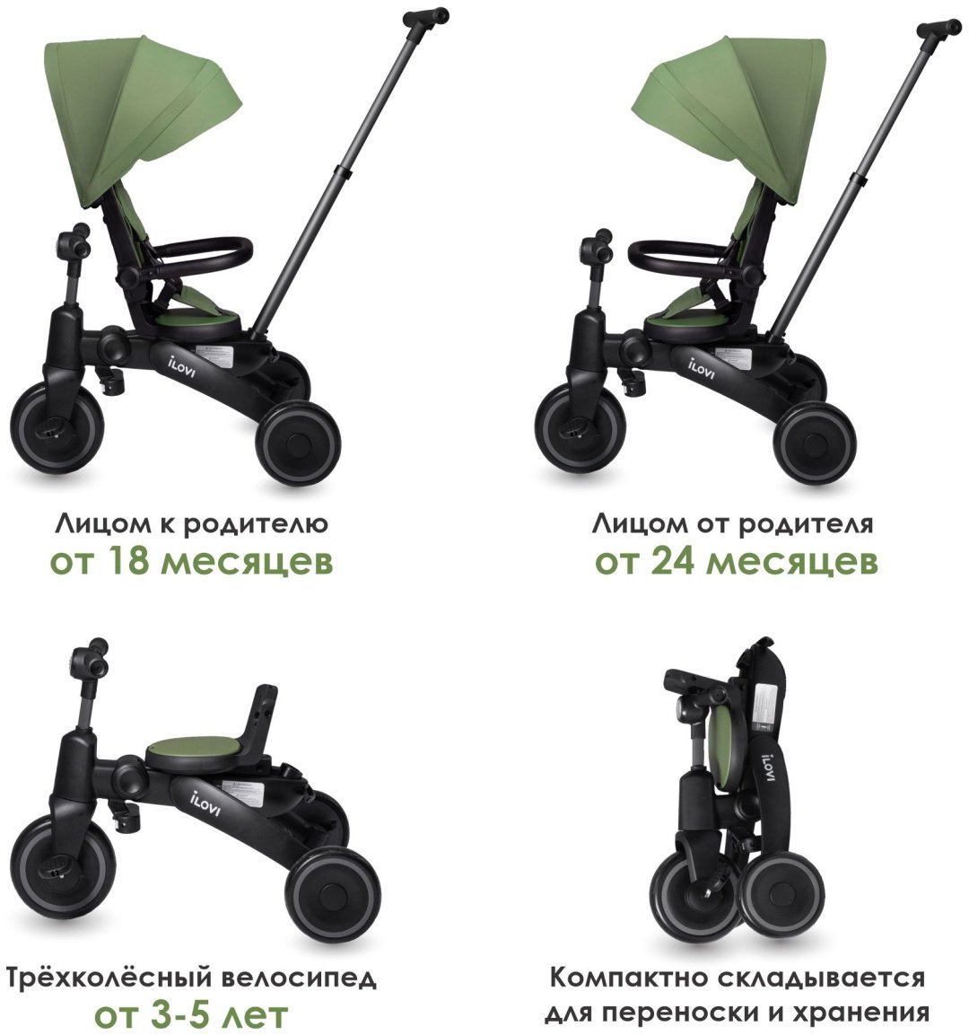 Трёхколёсный велосипед iLovi Milo черный