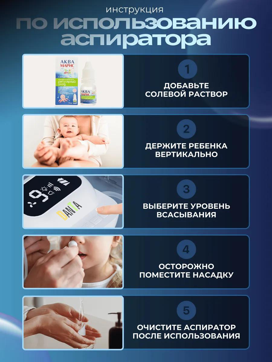 Аспиратор детский DanTa Clean&Breath вакуумный белый