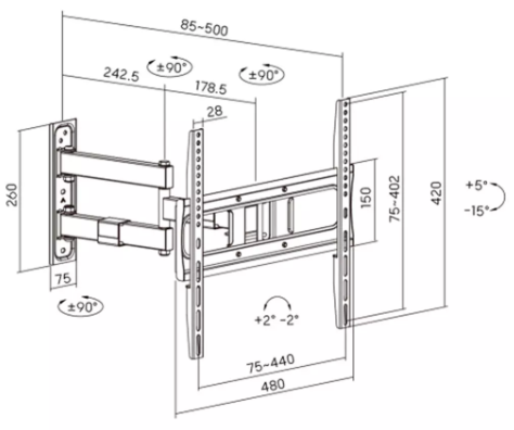 Кронштейн ARAY+ LPA80-443 32"-75"
