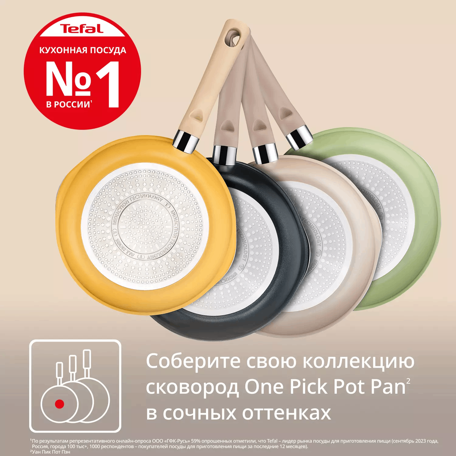 Сковорода Tefal One Pick Pot G1668704 24 см чёрная купить,36990