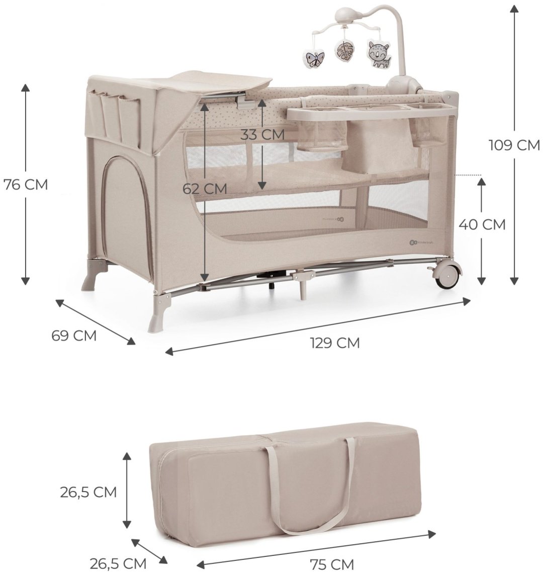 Манеж-кровать Kinderkraft JOY 3, для детей от 0 до 5-ти лет без функции качания
