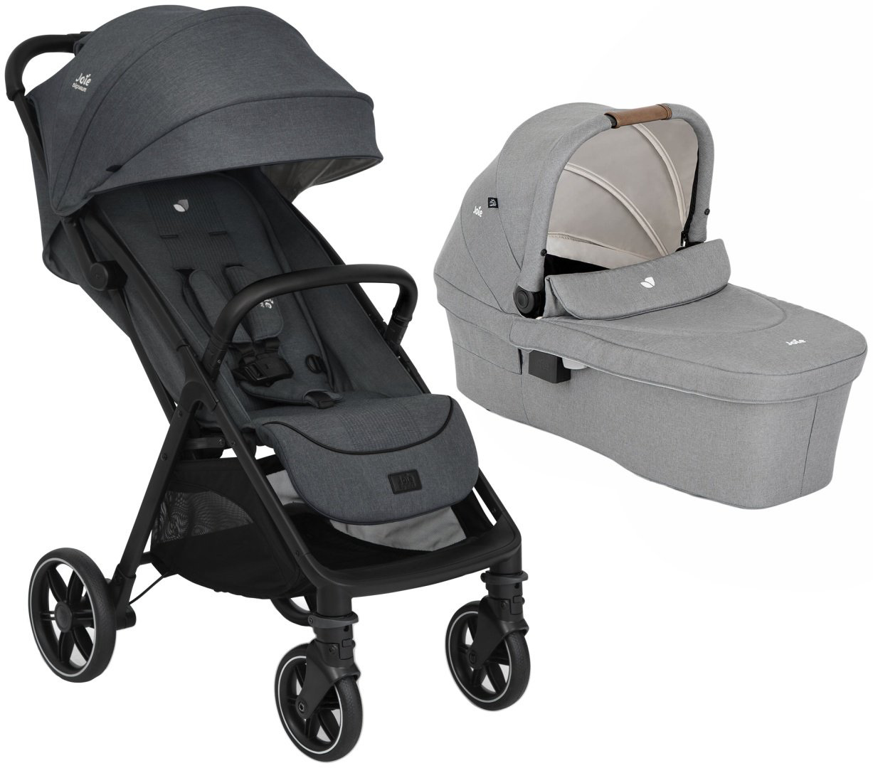 Коляска универсальная 2 в 1 Joie Parcel LX Ebony/Ramble XL Pebble, серый, темно-серый купить,NaN