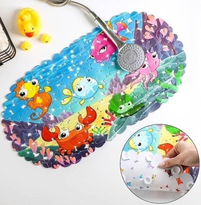 Доляна коврик Яркие рыбы 68x36 см, ПВХ купить,NaN