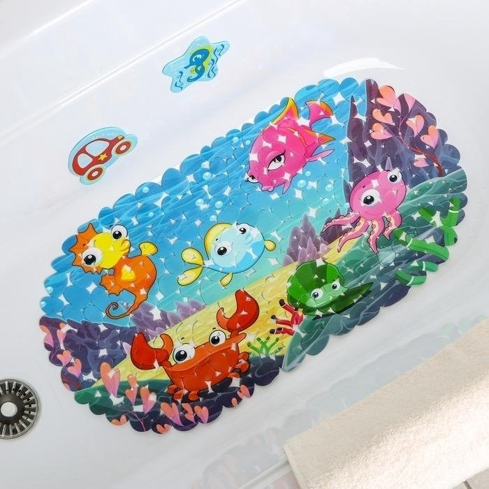 Доляна коврик Яркие рыбы 68x36 см, ПВХ купить,NaN