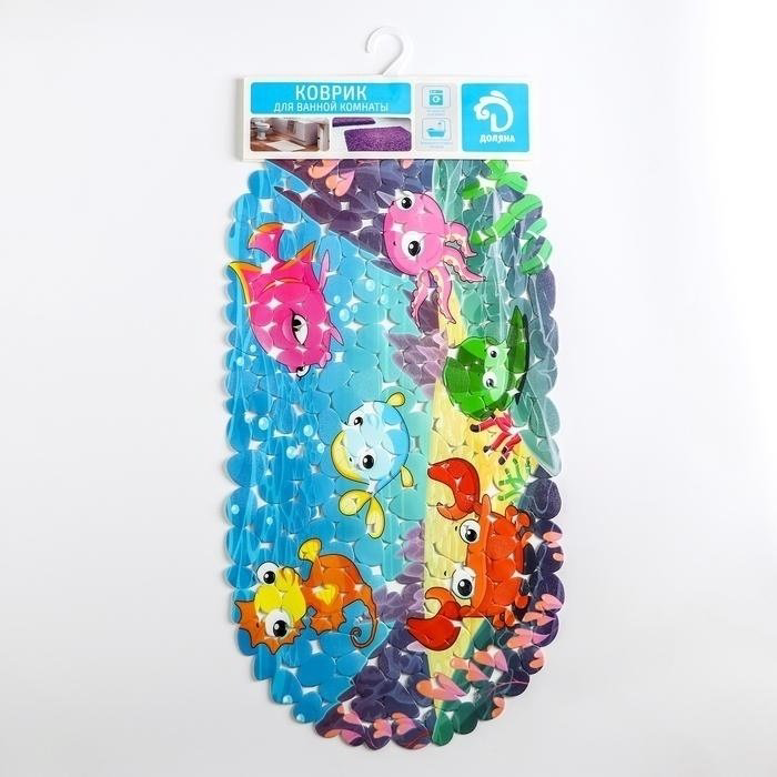 Доляна коврик Яркие рыбы 68x36 см, ПВХ купить,NaN
