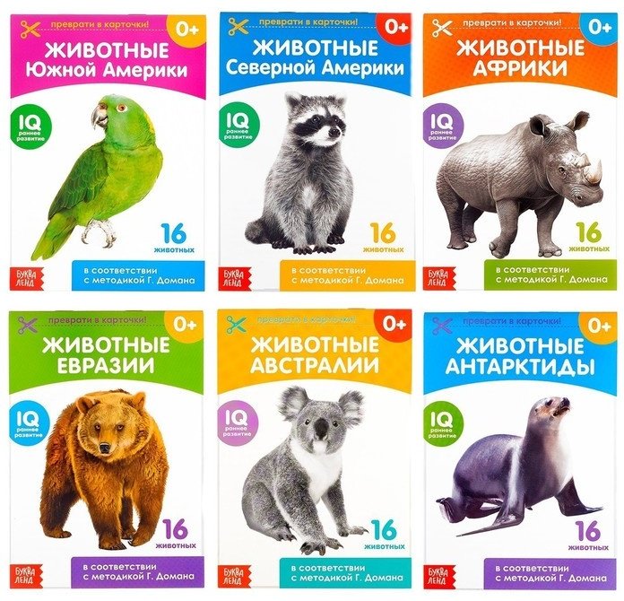 Книга Карточки Домана. Животные материков купить,NaN
