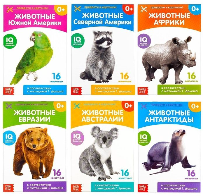 Книга Карточки Домана. Животные материков купить,NaN
