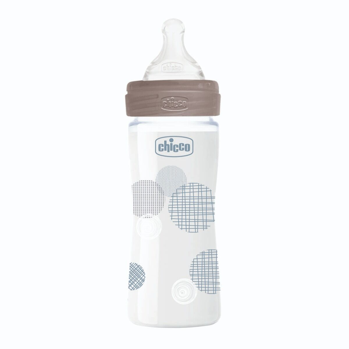 Бутылочка Chicco для кормления Wellbeing силикон 240 мл 0м+ стекло серое купить,NaN