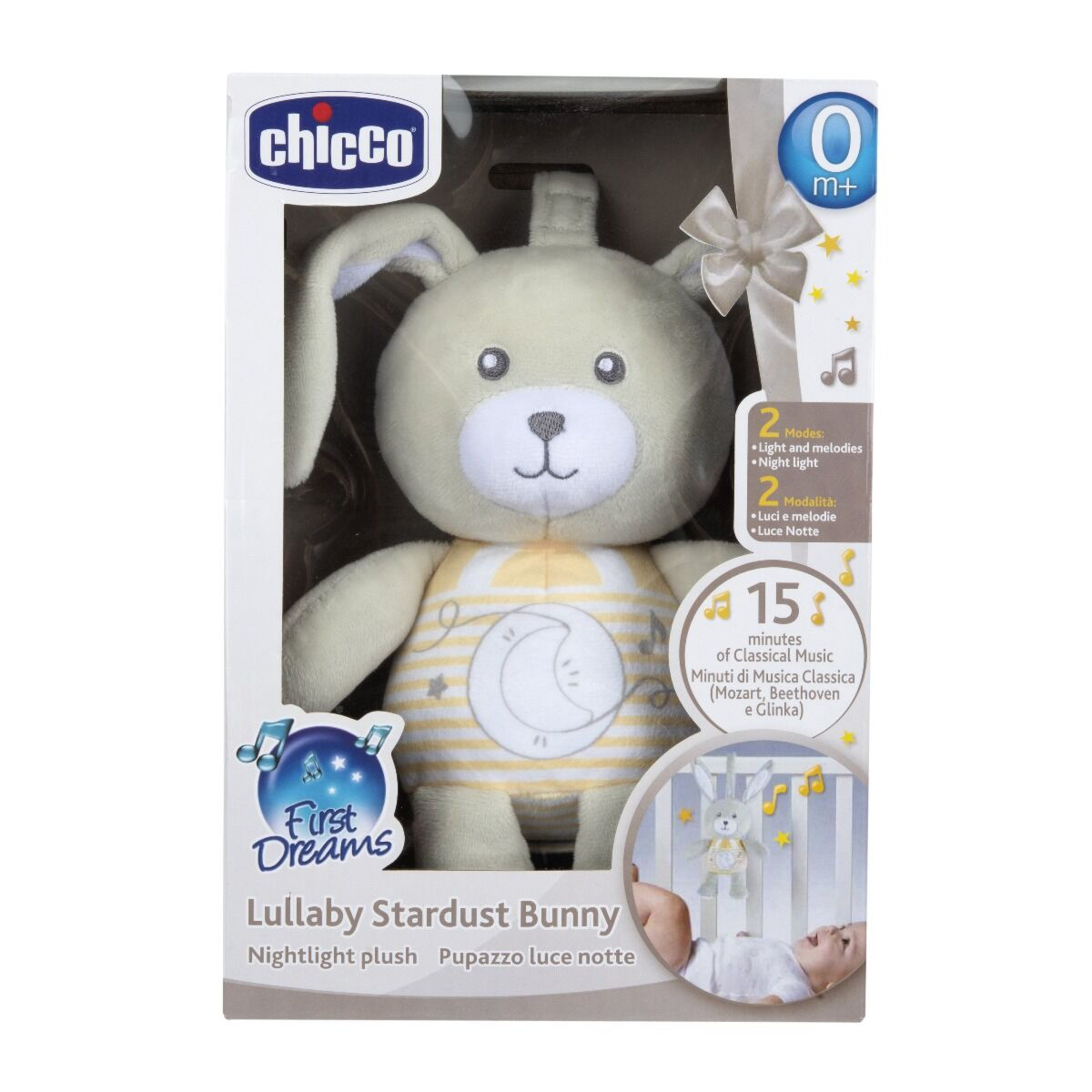 Игрушка подвеска-ночник музыкальная Chicco Звездный Кролик серая купить,NaN