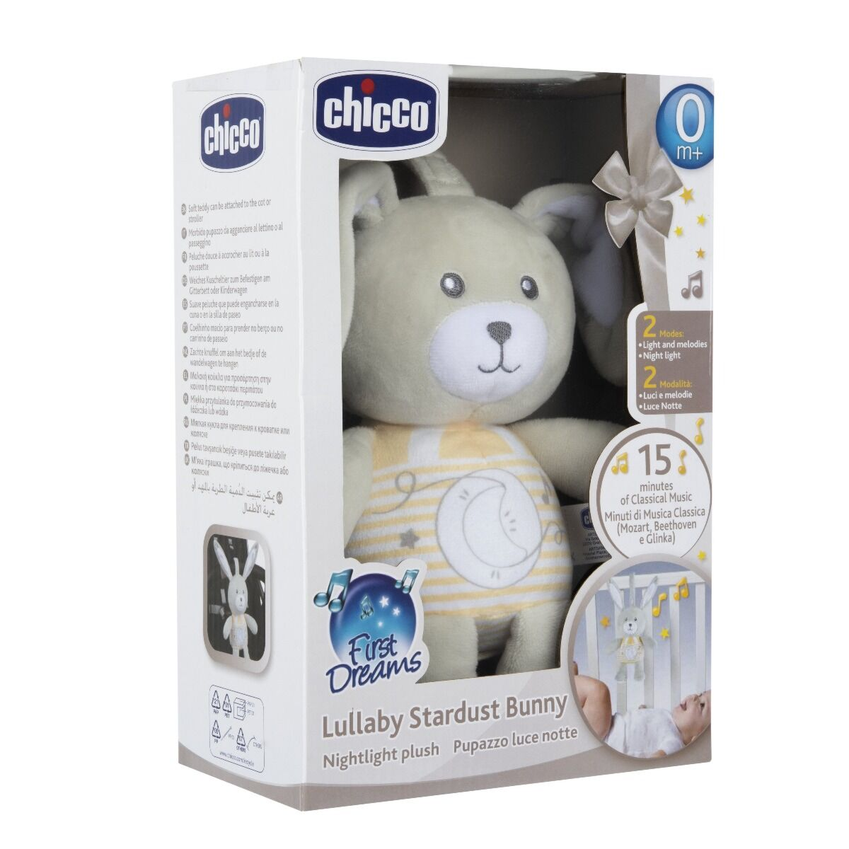Игрушка подвеска-ночник музыкальная Chicco Звездный Кролик серая купить,NaN
