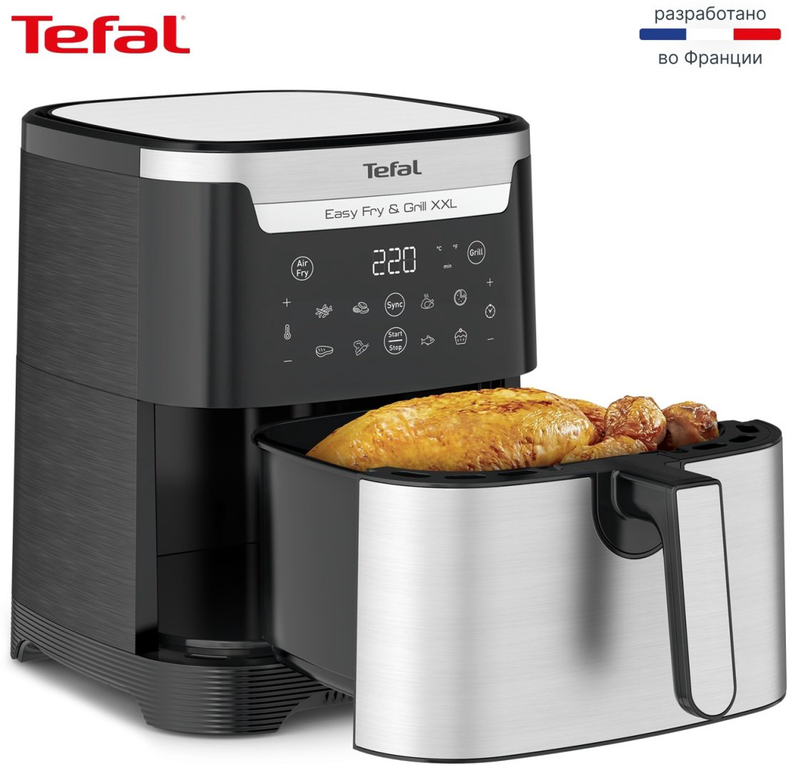 Аэрогриль Tefal EY801D15 Easy Fry &amp; Grill XXL черный, стальной купить,118610