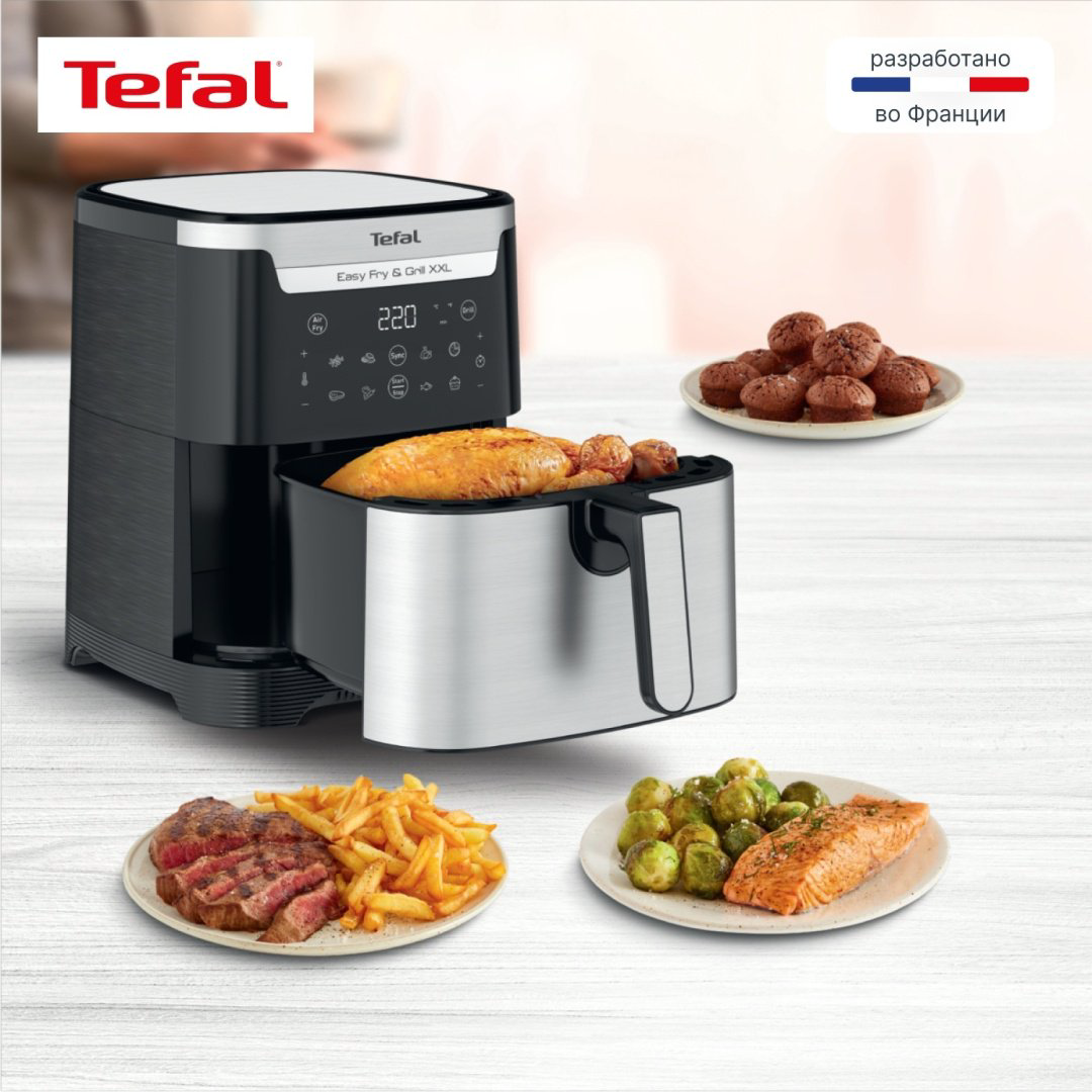 Аэрогриль Tefal EY801D15 Easy Fry &amp; Grill XXL черный, стальной купить,118610