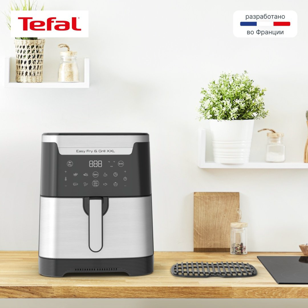 Аэрогриль Tefal EY801D15 Easy Fry &amp; Grill XXL черный, стальной купить,118610