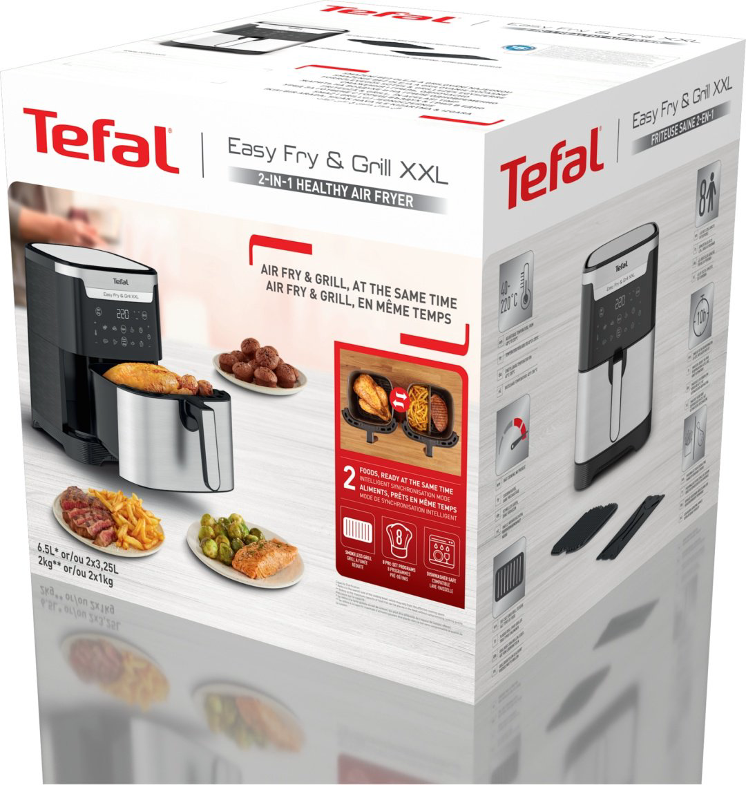 Аэрогриль Tefal EY801D15 Easy Fry &amp; Grill XXL черный, стальной купить,118610