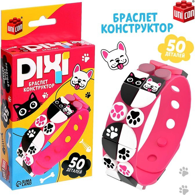 Конструктор Unicon Браслет-конструктор «Pixi. Зверята», деталей 50 шт купить,NaN