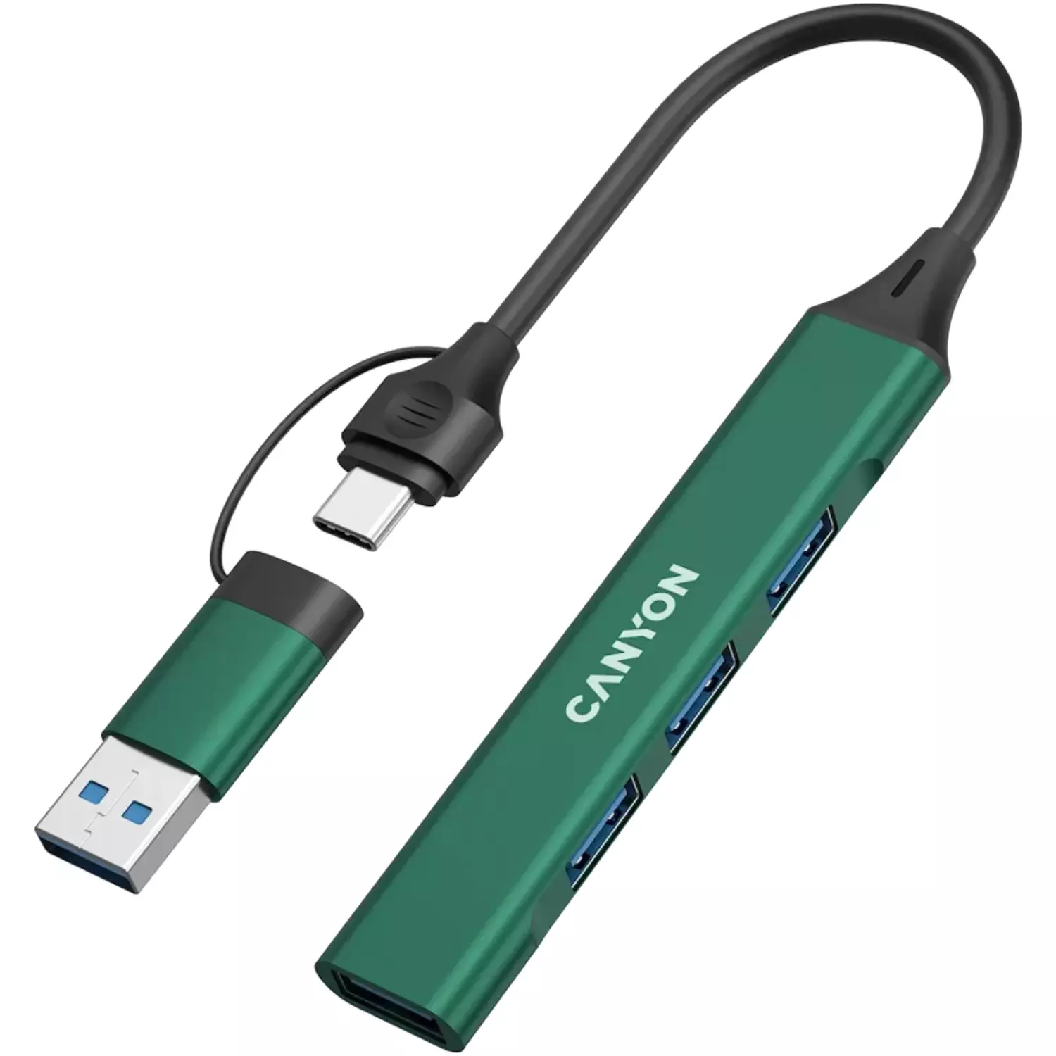 Адаптер Canyon DS-02 4in1 USB-A/C Green