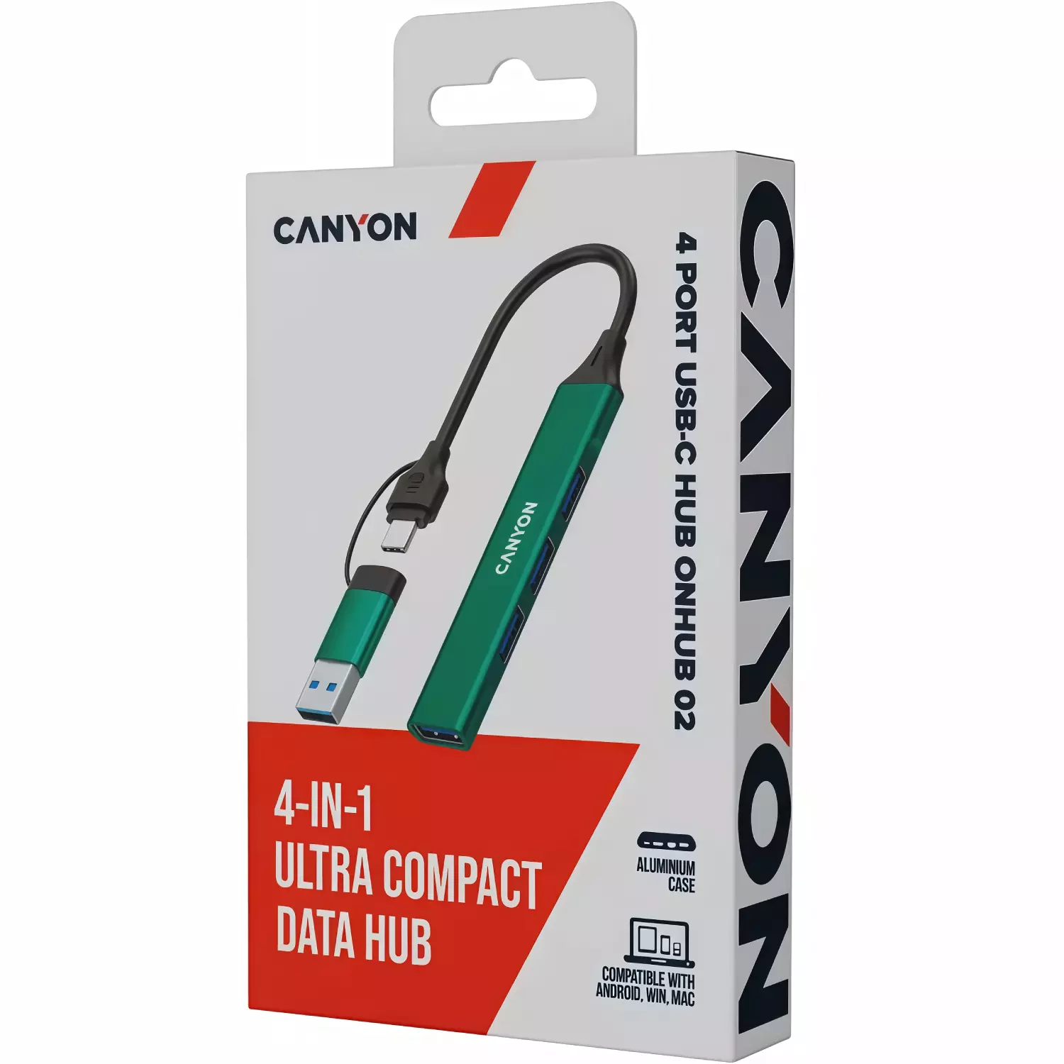 Адаптер Canyon DS-02 4in1 USB-A/C Green