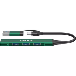 Адаптер Canyon DS-02 4in1 USB-A/C Green