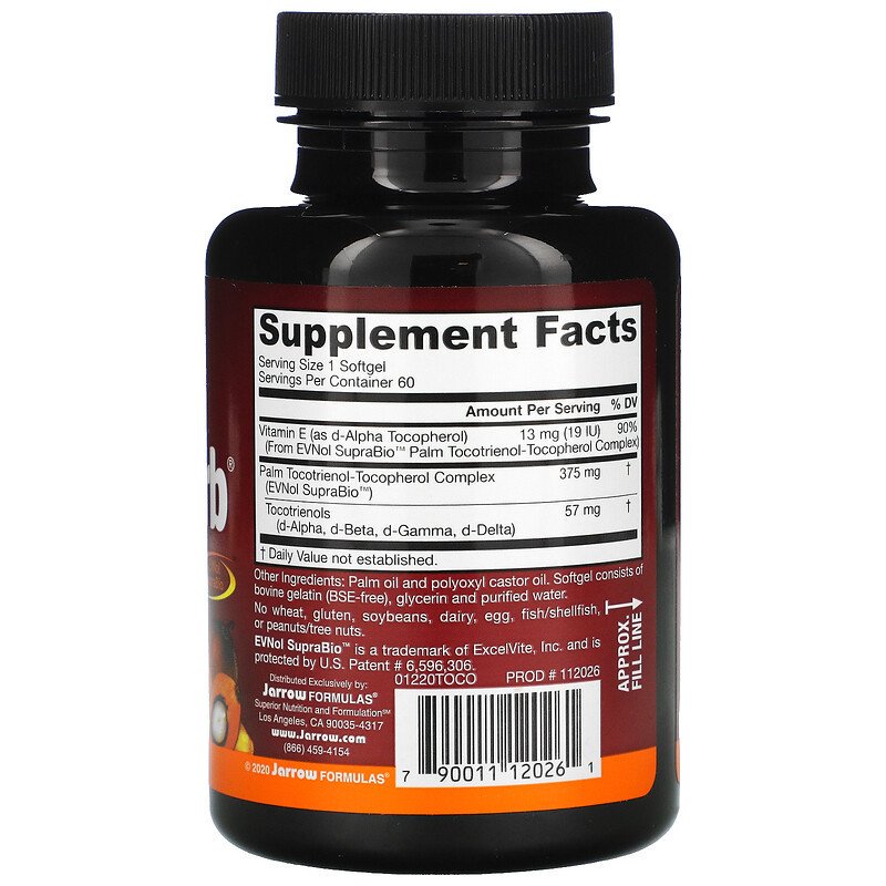 Jarrow Formulas Toco-Sorb смесь токотриенолов и витамина Е 60 мягких таблеток купить,17000