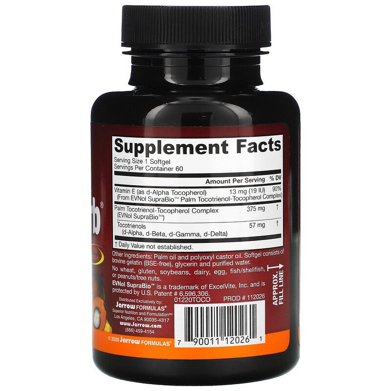 Jarrow Formulas Toco-Sorb смесь токотриенолов и витамина Е 60 мягких таблеток купить,17000