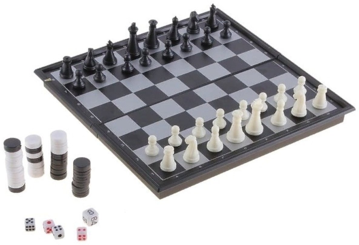 Нарды и шашки 3 в 1, шахматы пластик 32x32 см купить,NaN
