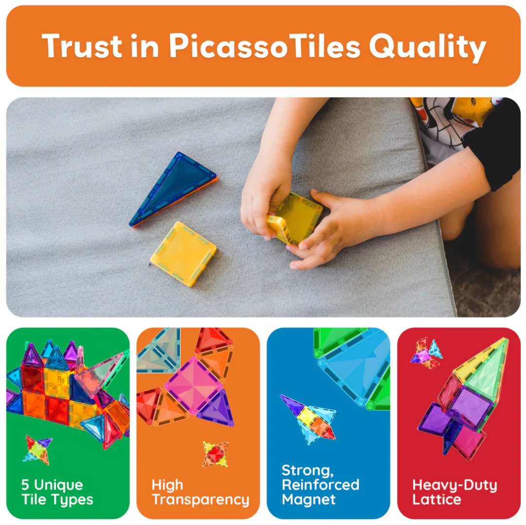 Конструктор PicassoTiles Магнитный конструктор PTM60, деталей 60 шт купить,NaN