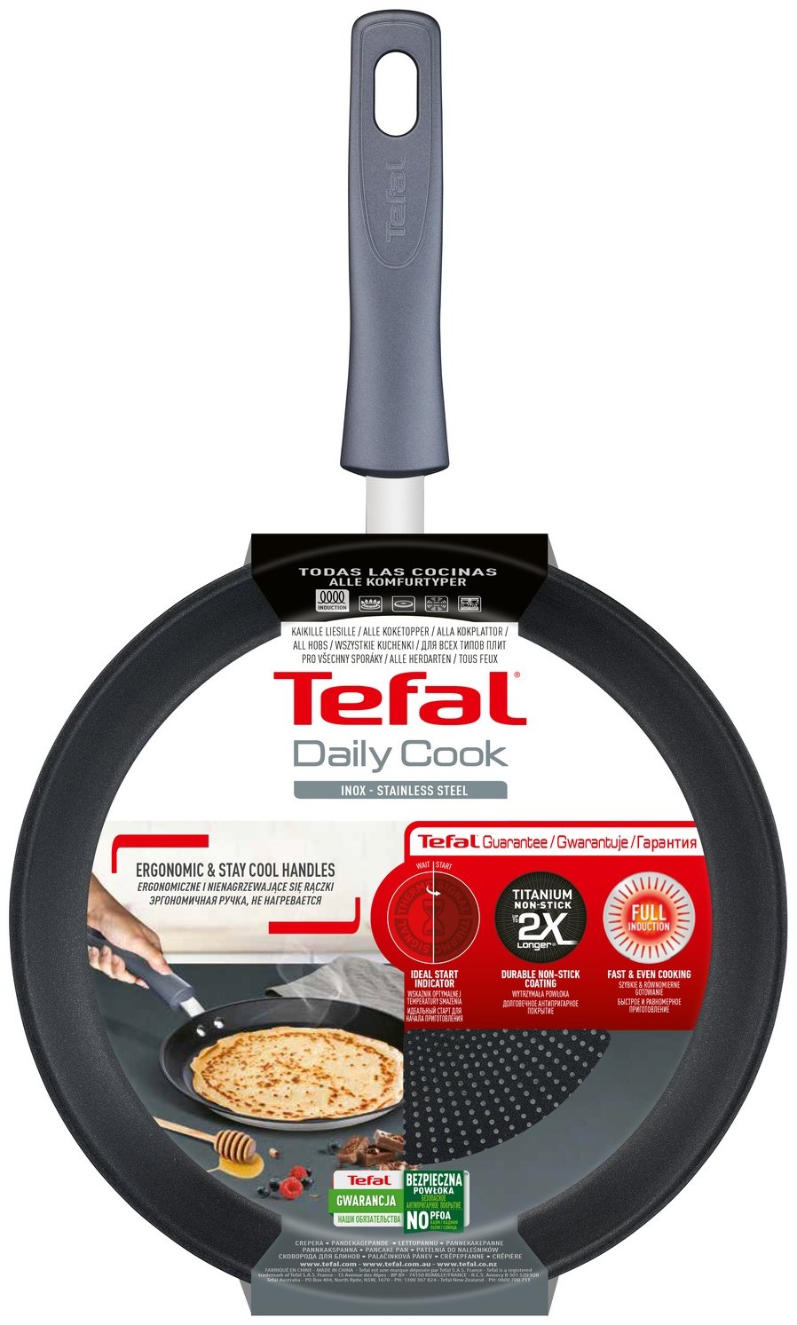 Блинная сковорода Tefal Daily Cook 25 см с антипригарным покрытием, сталь купить,NaN