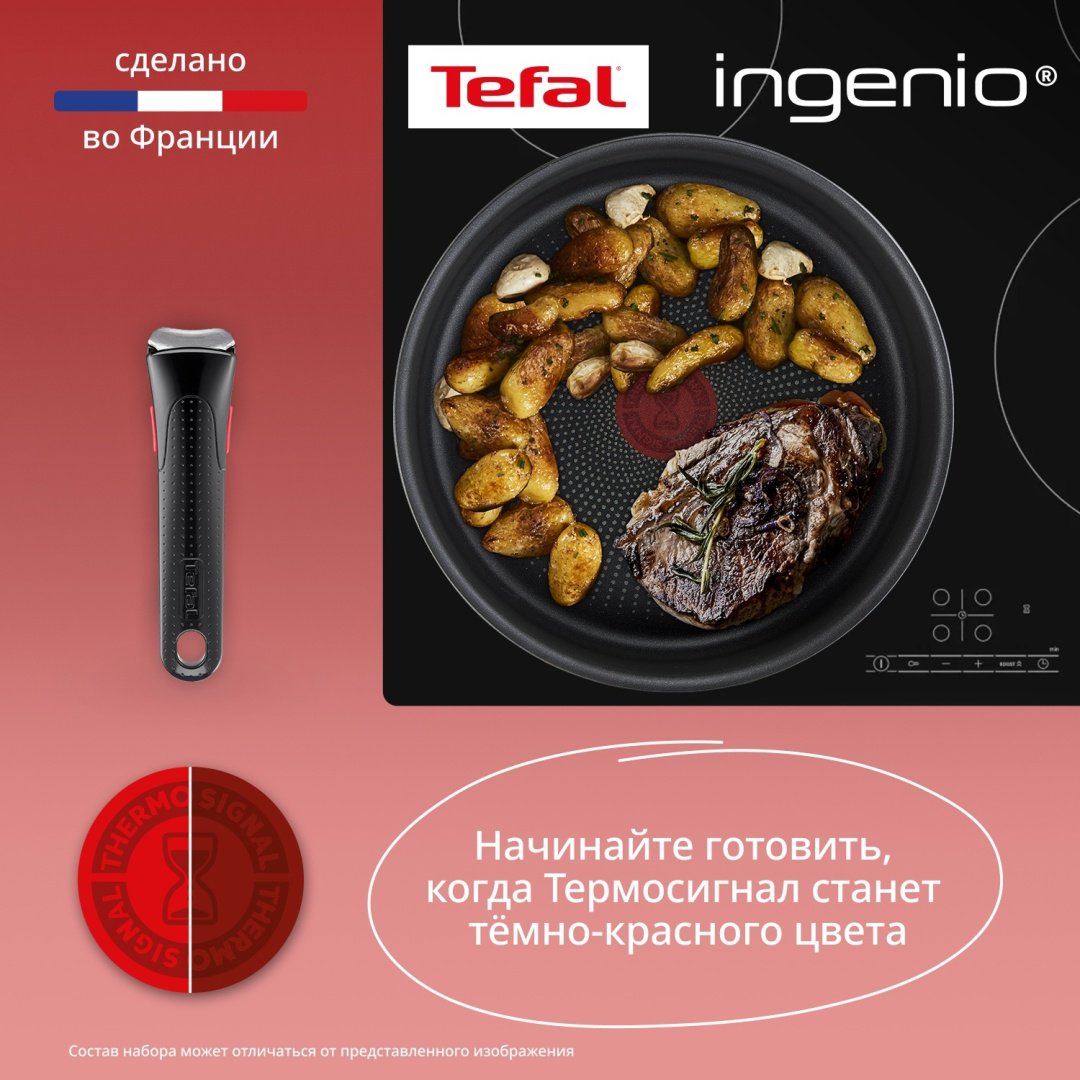 Набор посуды со съемной ручкой Tefal Ingenio Daily Chef Black 3 предмета 24/28 см L7629553 купить,NaN