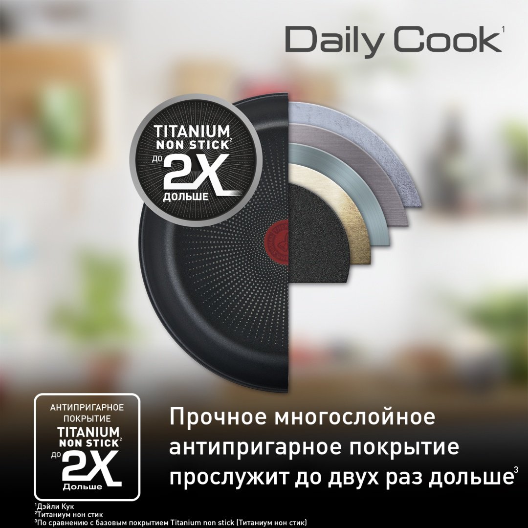 Сковорода Tefal Daily Cook 24 см с антипригарным покрытием, сталь купить,NaN