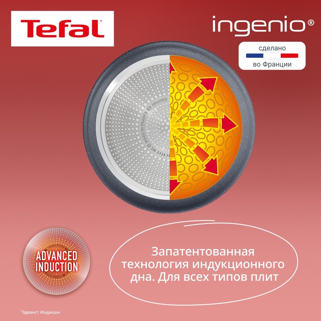 Набор посуды со съемной ручкой Tefal Ingenio Natural Force 7 предметов 16/26/26 см L3969072 купить,NaN