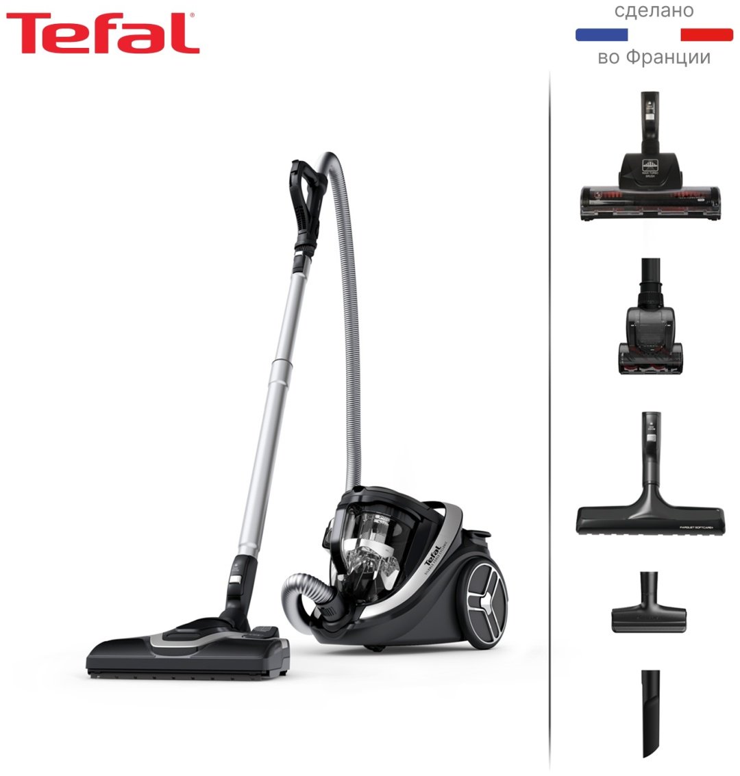 Пылесос Tefal Silence Force Cyclonic Effitech TW7976EA черный купить,NaN