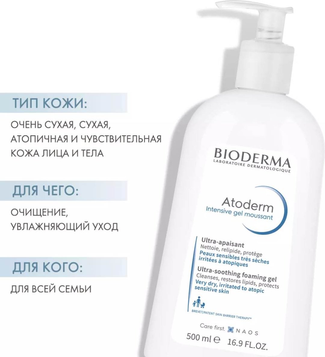 Bioderma Atoderm интенсивный гель 500 мл купить,NaN