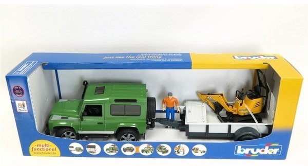 Внедорожник Bruder Внедорожник Land Rover Defender c приц.-платф, гусен.мини экск-м 8010 CTS мультиколор купить,NaN