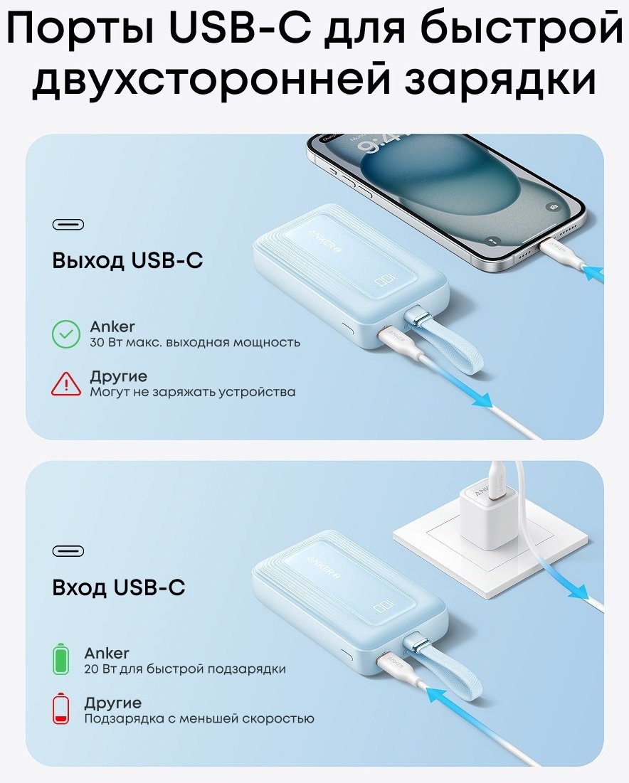 Внешний аккумулятор Anker A1689H11 20000 мАч 30 Вт черный - ForteMarket Внешний аккумулятор Anker A1689H11 20000 мАч 30 Вт черный купить,22056