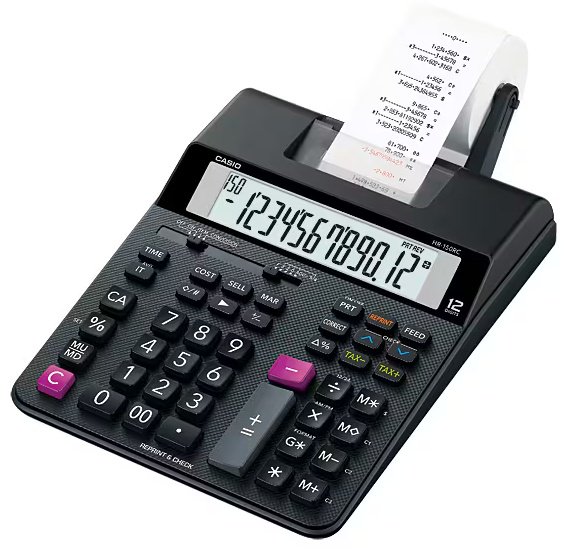 CASIO HR-150RCE-WB-EC, 12-разрядный, черный